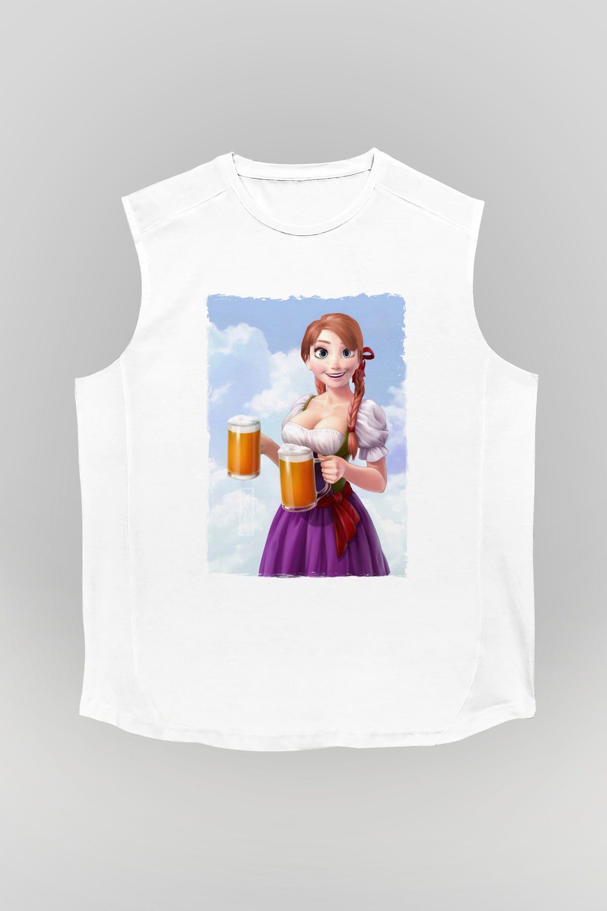 Barmaid Beyaz Unisex Kolsuz Tişört