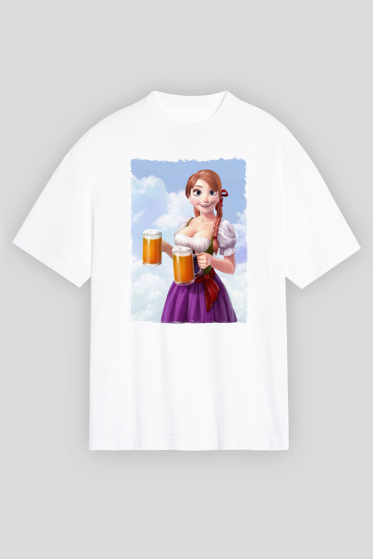 Barmaid Beyaz Oversize Tişört Oversize T-shirt - TişörtFabrikası