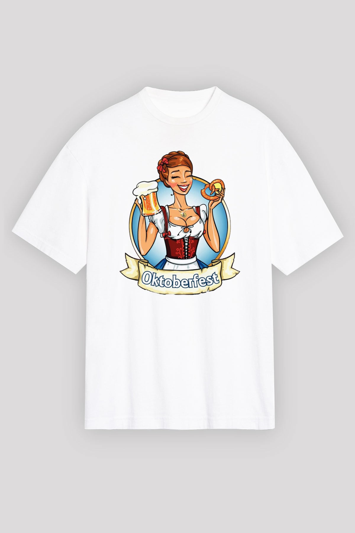 Barmaid Beyaz Oversize Tişört Oversize T-shirt - TişörtFabrikası