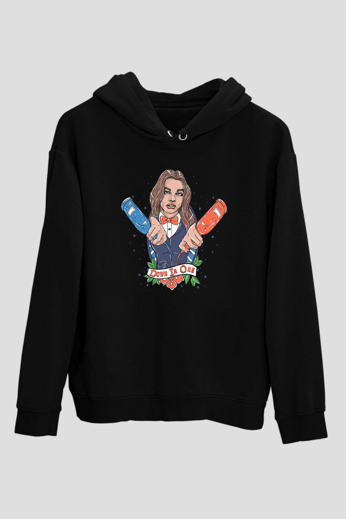 Barmaid Siyah Unisex Kapüşonlu Sweatshirt