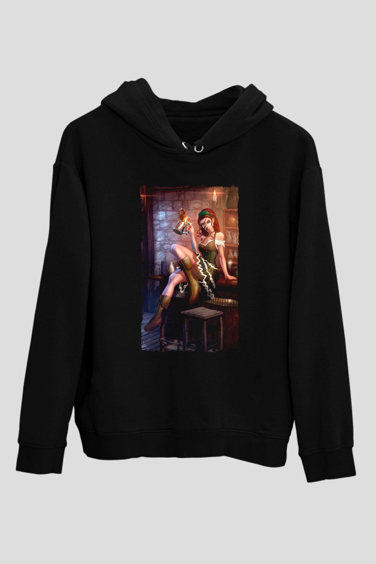 Barmaid Siyah Unisex Kapüşonlu Sweatshirt