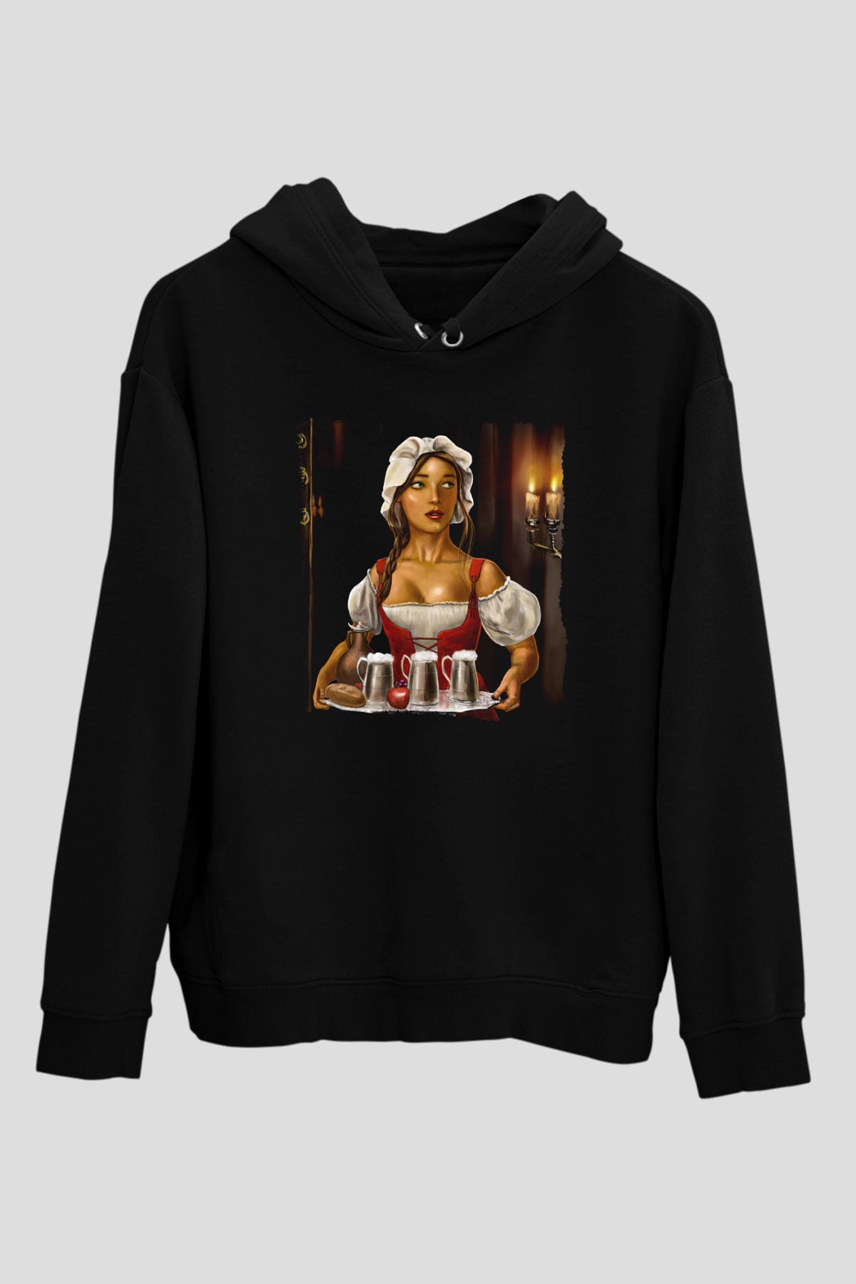 Barmaid Siyah Unisex Kapüşonlu Sweatshirt