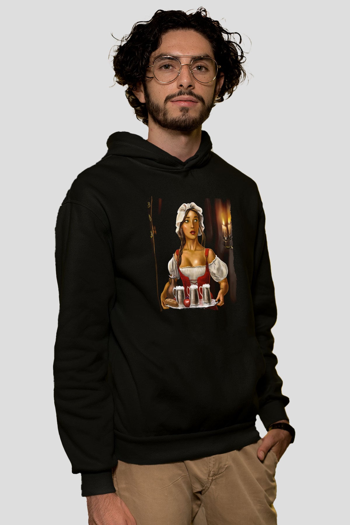 Barmaid Siyah Unisex Kapüşonlu Sweatshirt