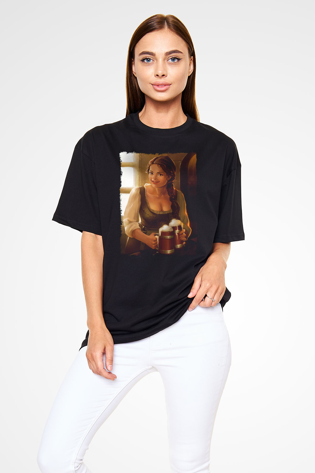 Barmaid Siyah Oversize Tişört Oversize T-shirt - TişörtFabrikası