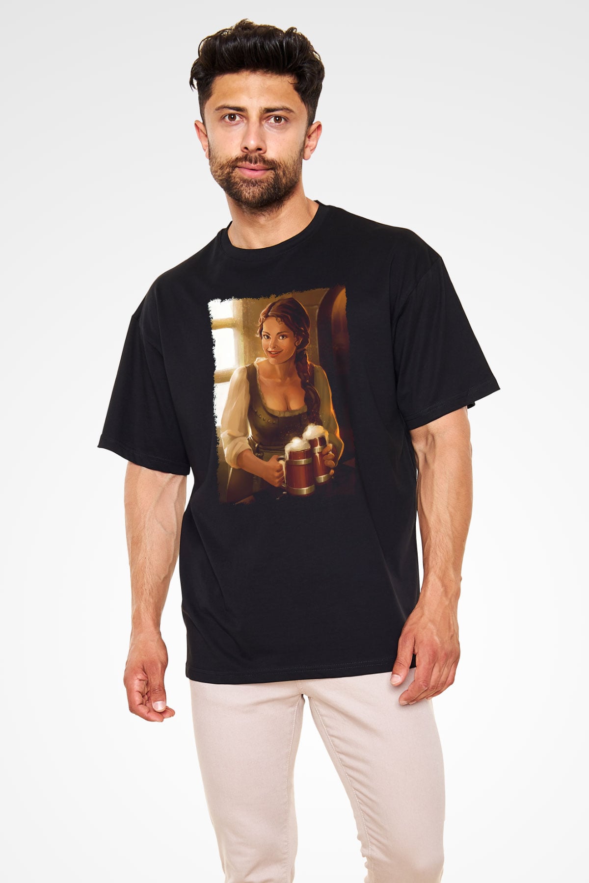 Barmaid Siyah Oversize Tişört Oversize T-shirt - TişörtFabrikası