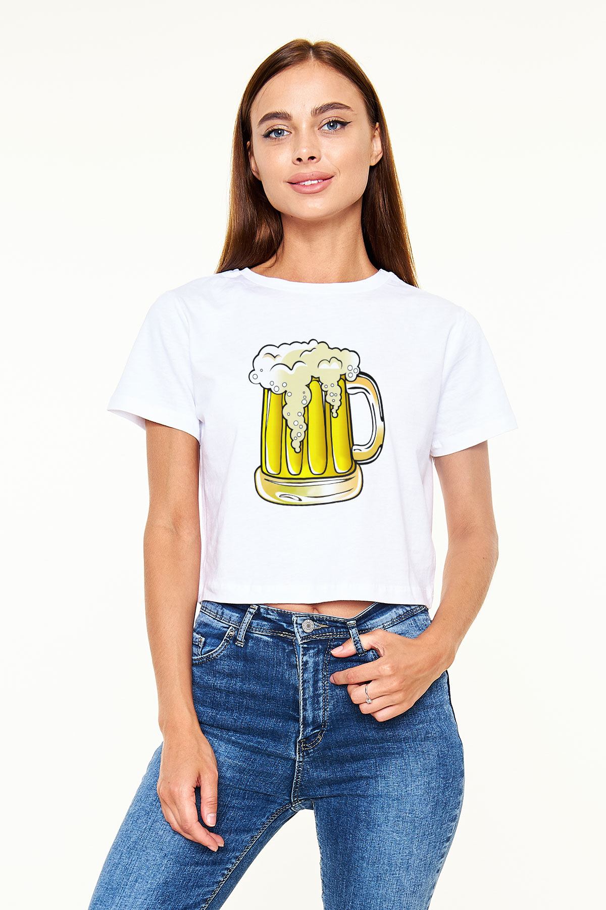Barmen Beyaz Croptop Tişört