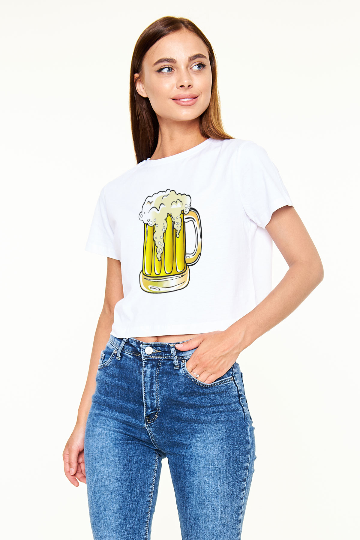 Barmen Beyaz Croptop Tişört