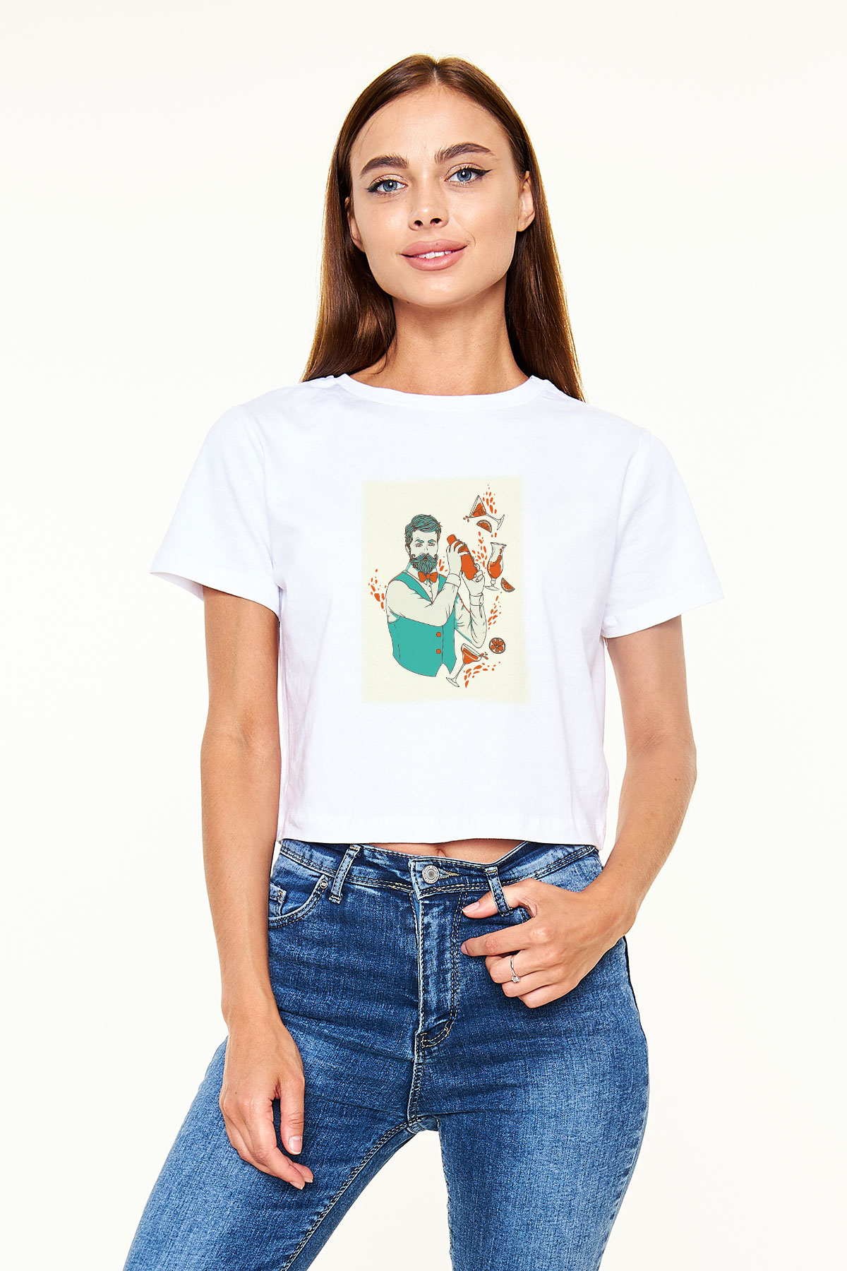 Barmen Beyaz Croptop Tişört