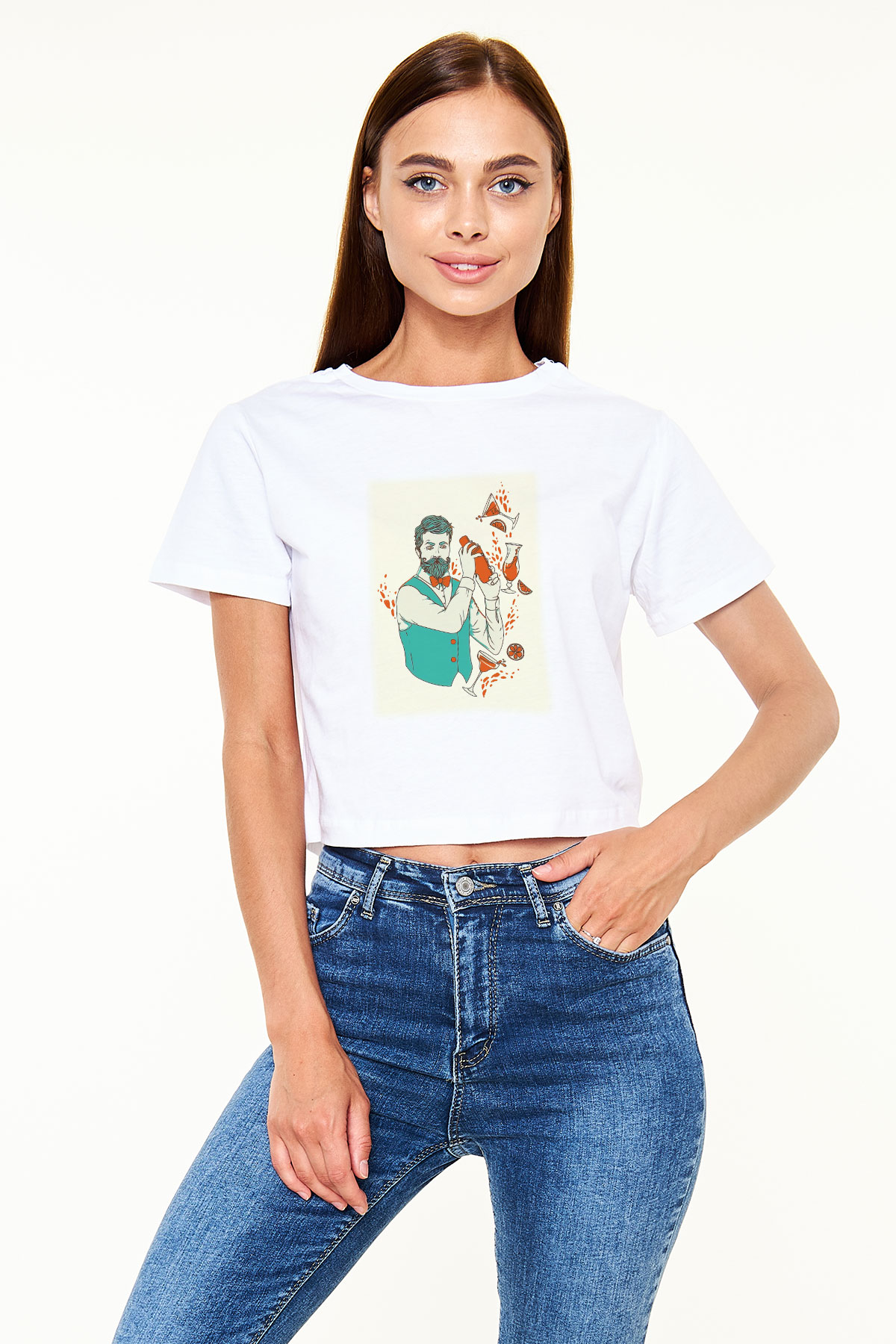 Barmen Beyaz Croptop Tişört