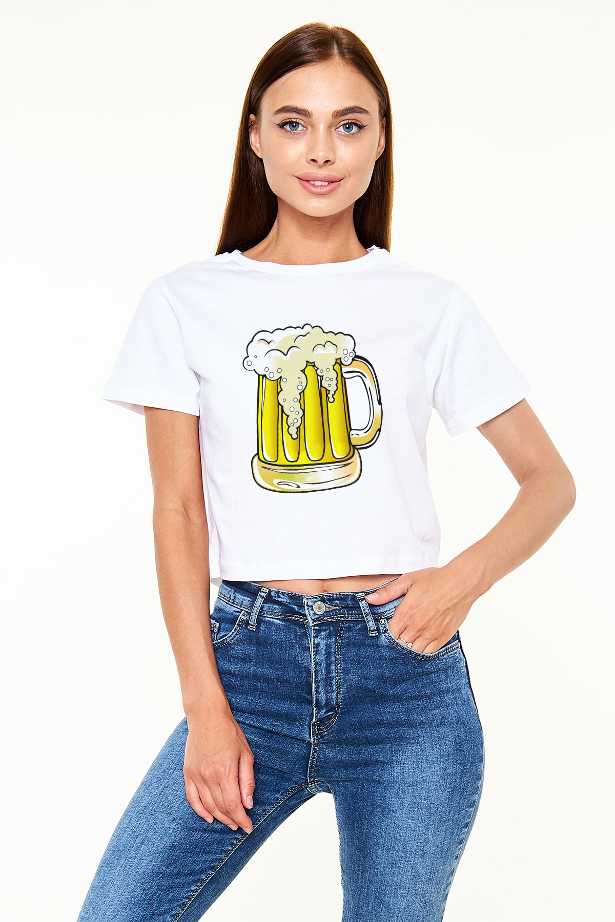 Barmen Beyaz Croptop Tişört