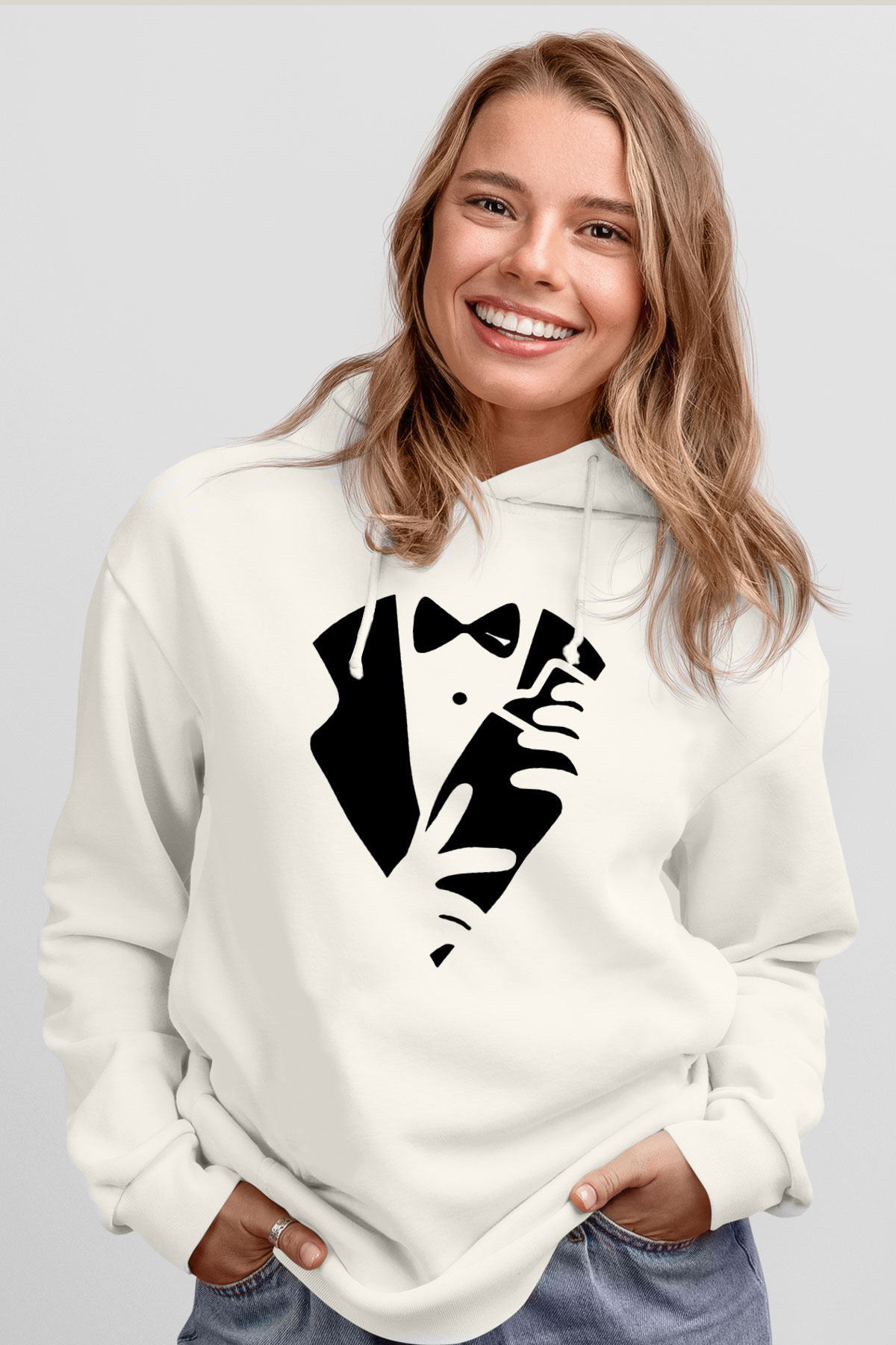 Barmen Beyaz Unisex Hoodie