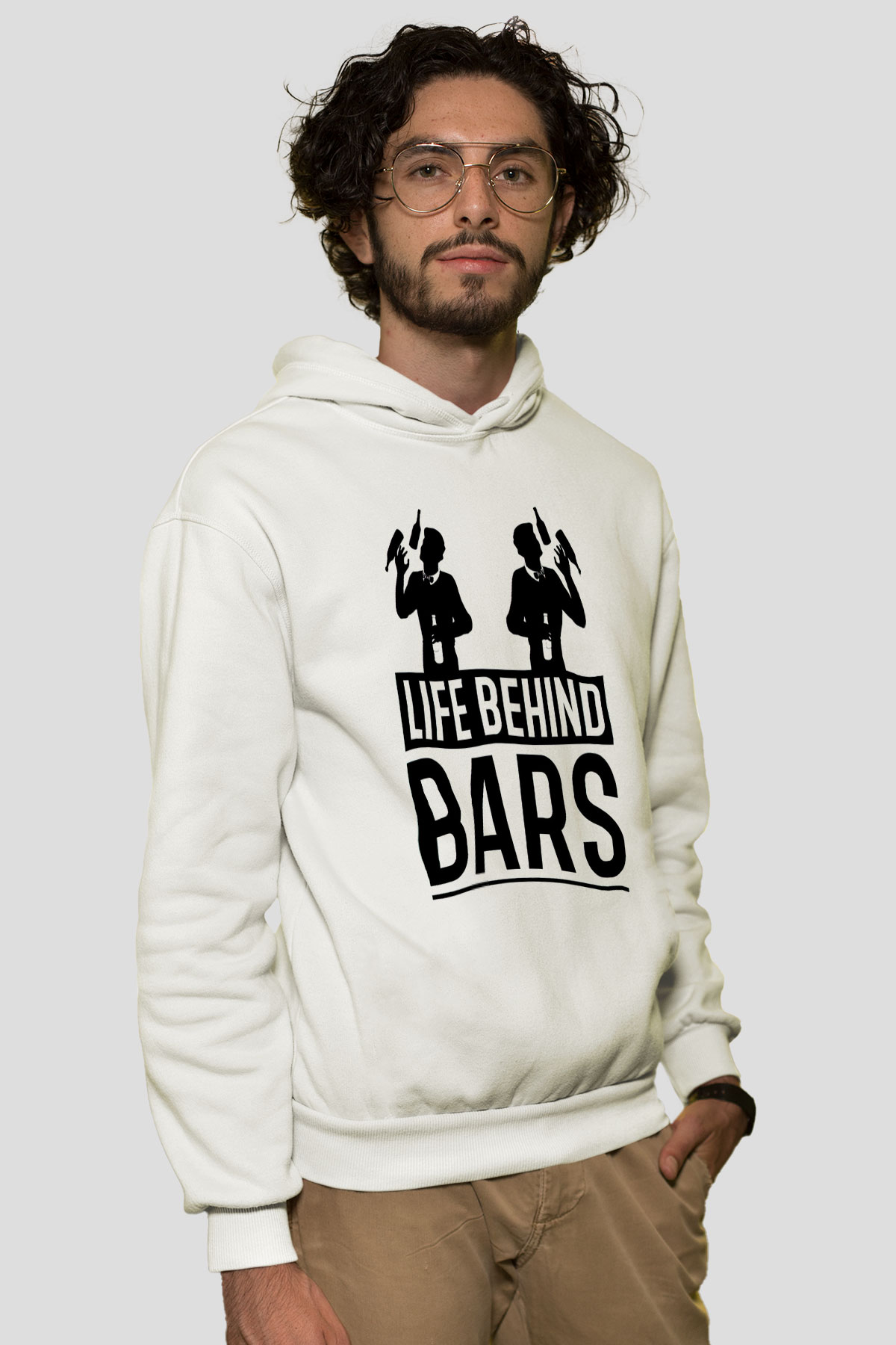 Barmen Beyaz Unisex Kapüşonlu Sweatshirt