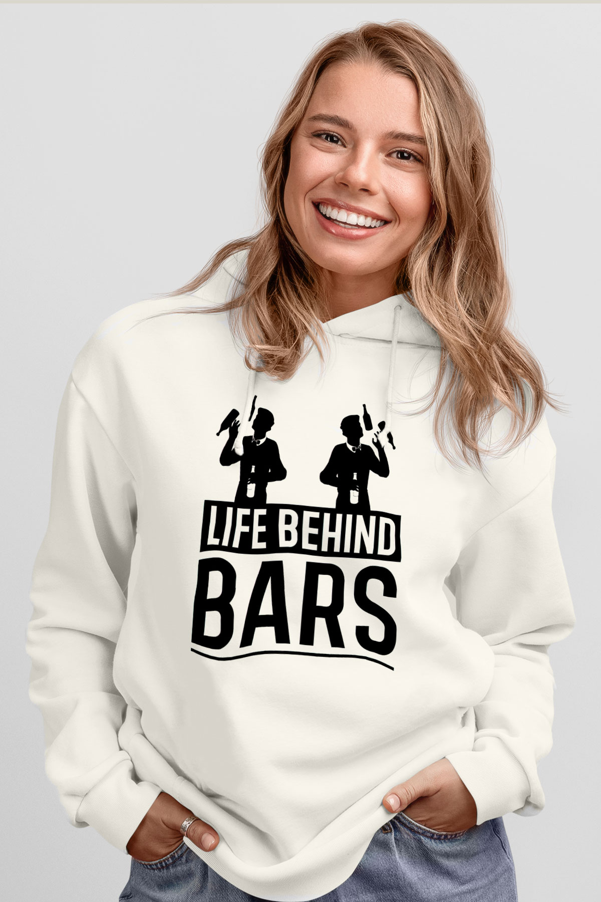 Barmen Beyaz Unisex Kapüşonlu Sweatshirt