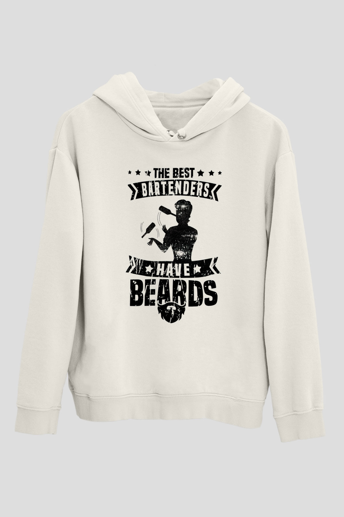 Barmen Beyaz Unisex Kapüşonlu Sweatshirt