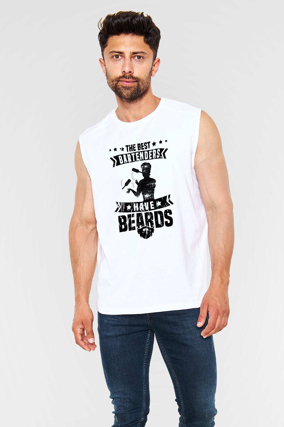 Barmen Beyaz Unisex Kolsuz Tişört
