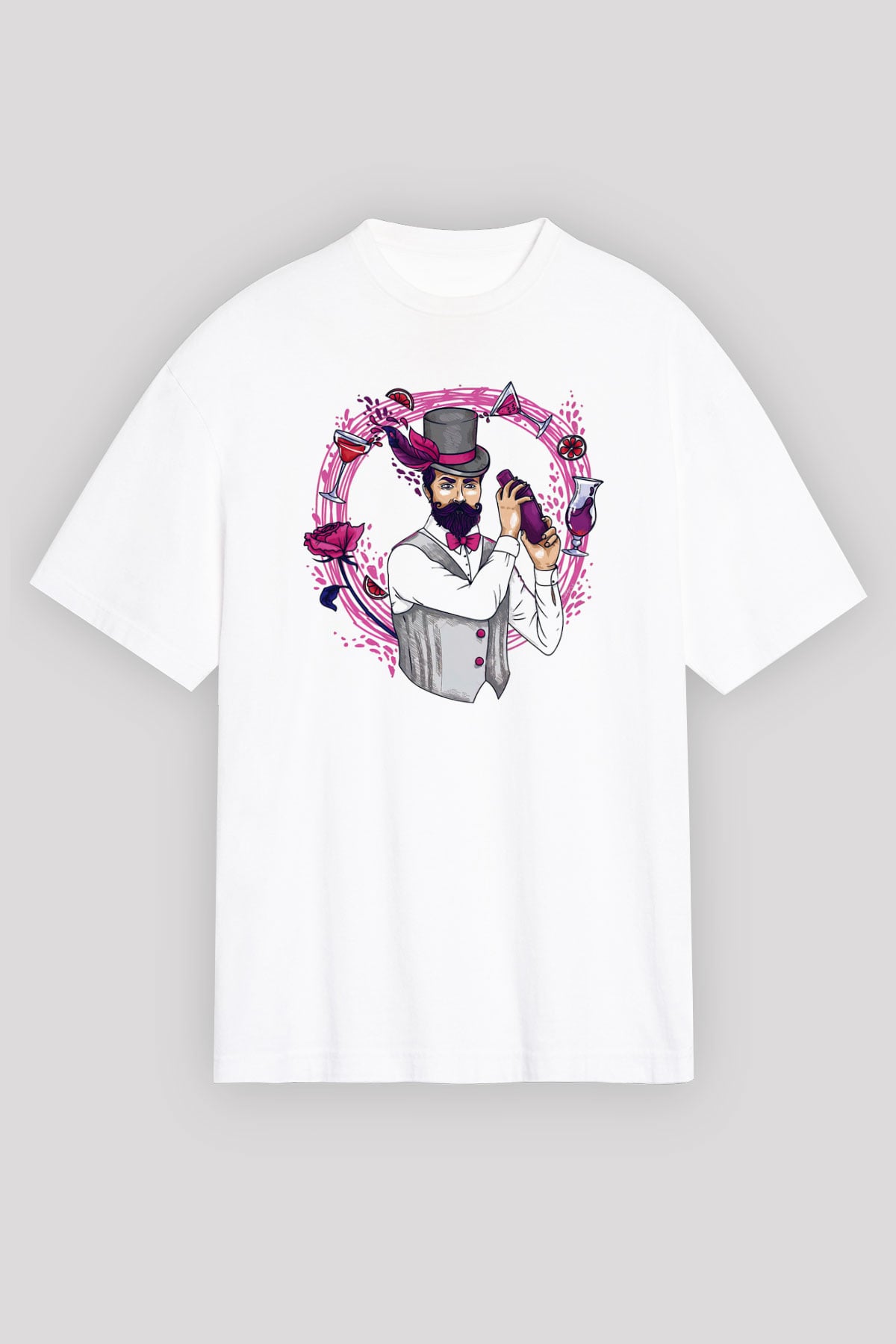 Barmen Beyaz Unisex Oversize Tişört T-Shirt