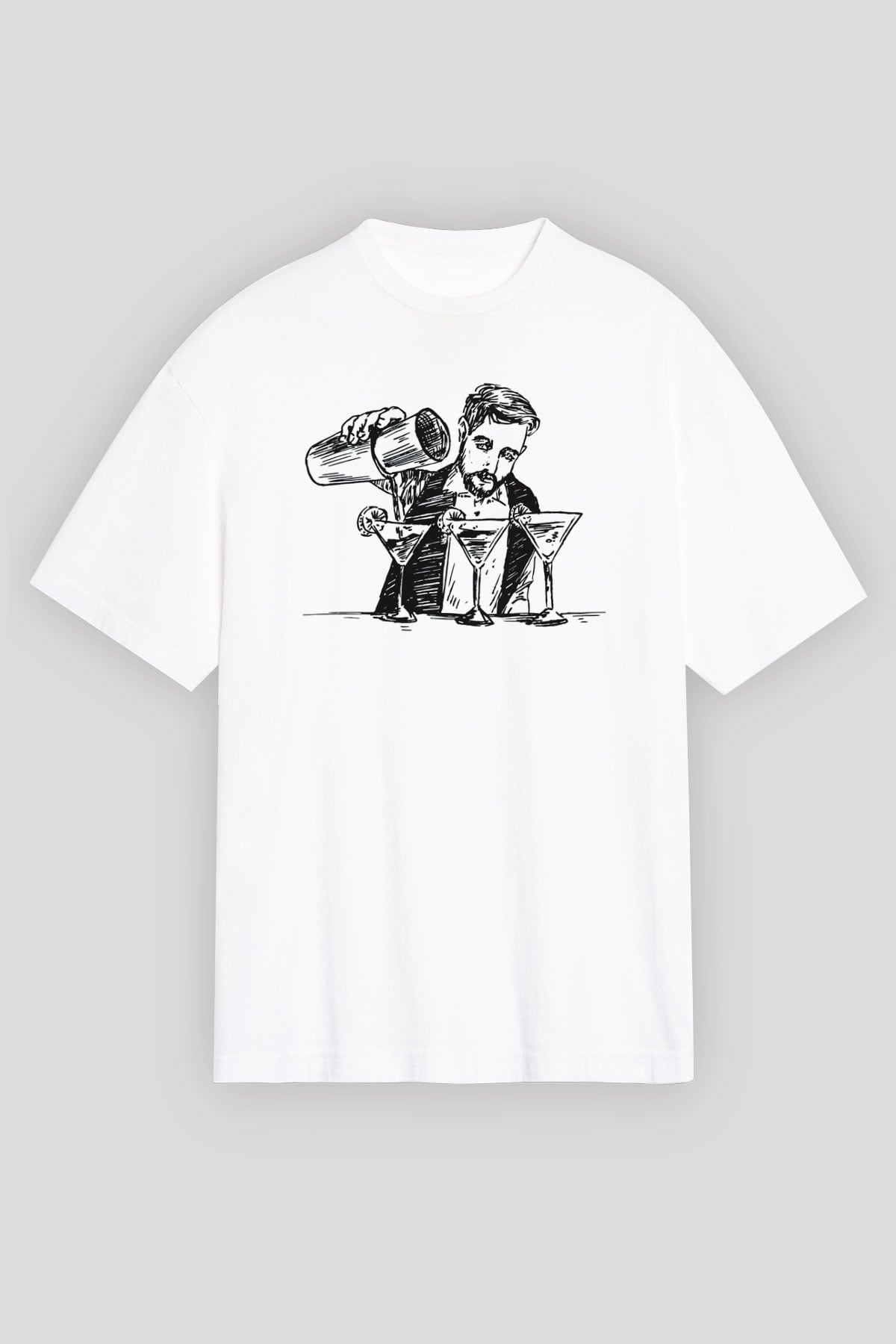 Barmen Beyaz Unisex Oversize Tişört T-Shirt