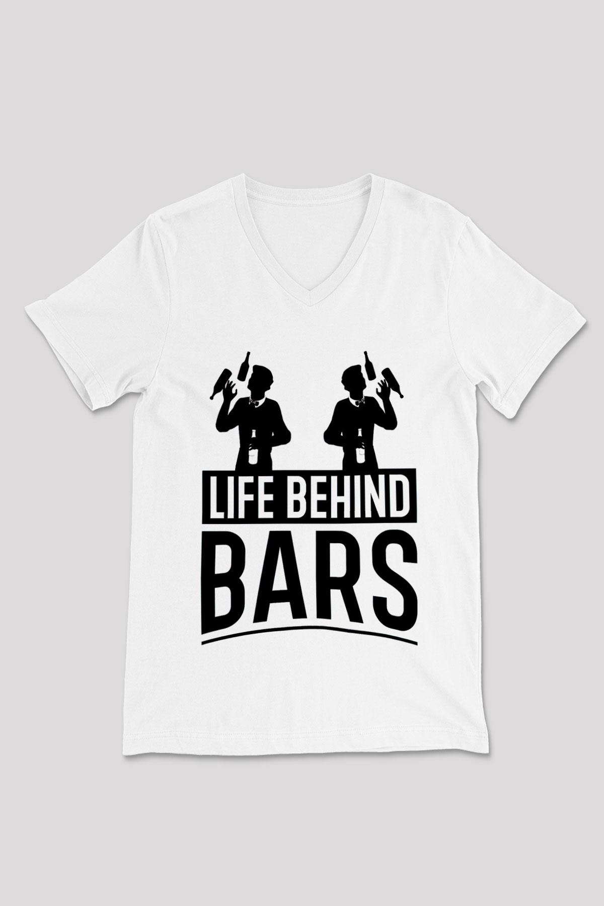 Barmen Beyaz Unisex V Yaka Tişört