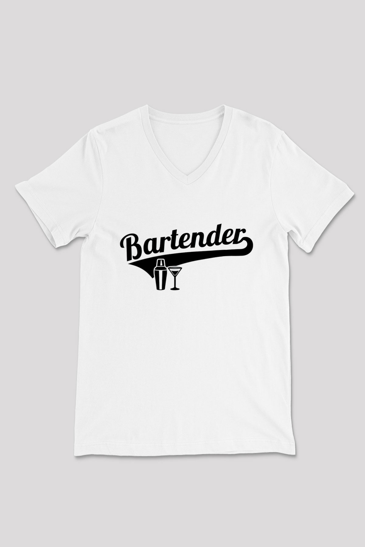Barmen Beyaz Unisex V Yaka Tişört