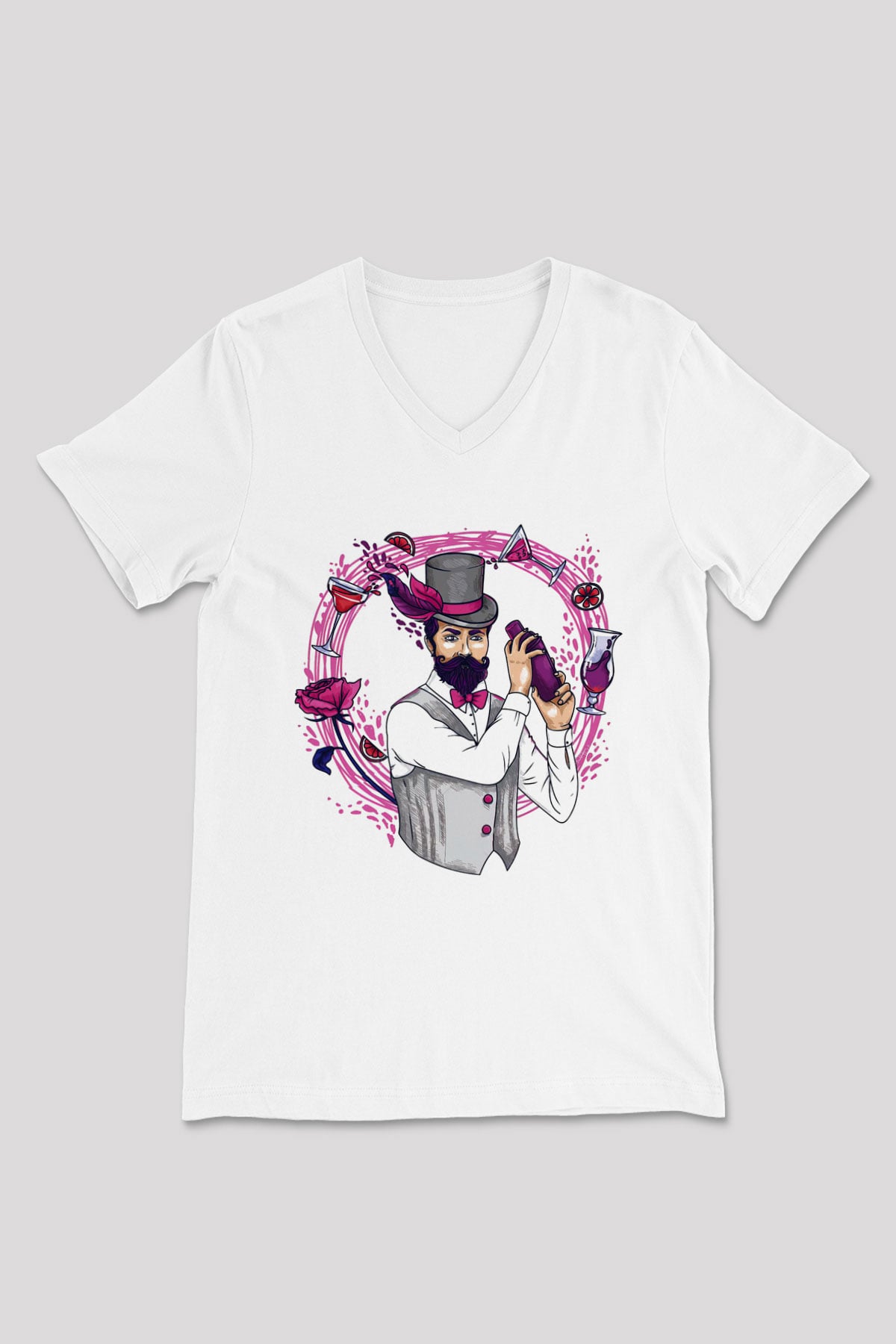 Barmen Beyaz Unisex V Yaka Tişört T-Shirt