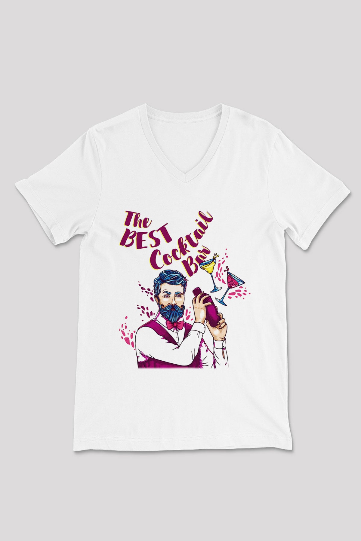 Barmen Beyaz Unisex V Yaka Tişört T-Shirt
