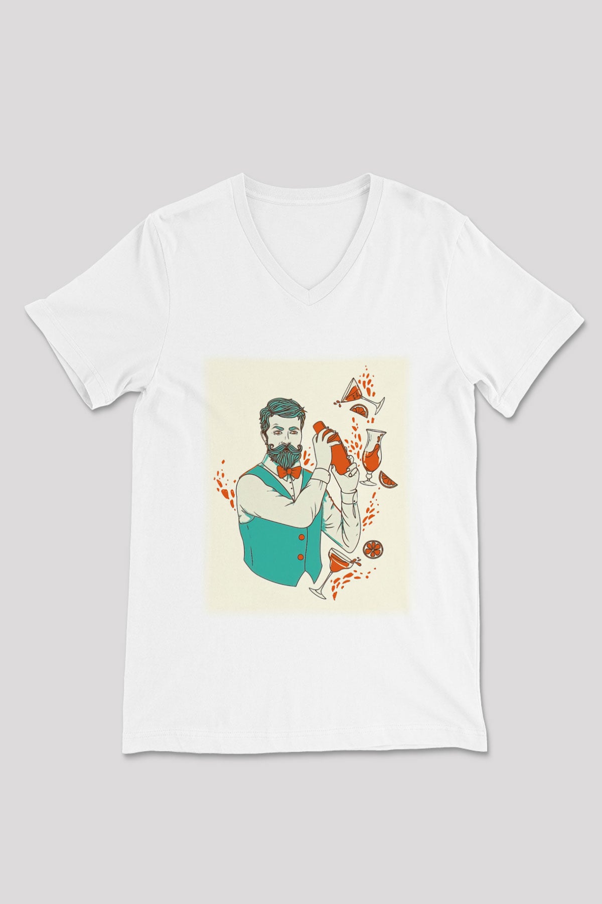Barmen Beyaz Unisex V Yaka Tişört T-Shirt
