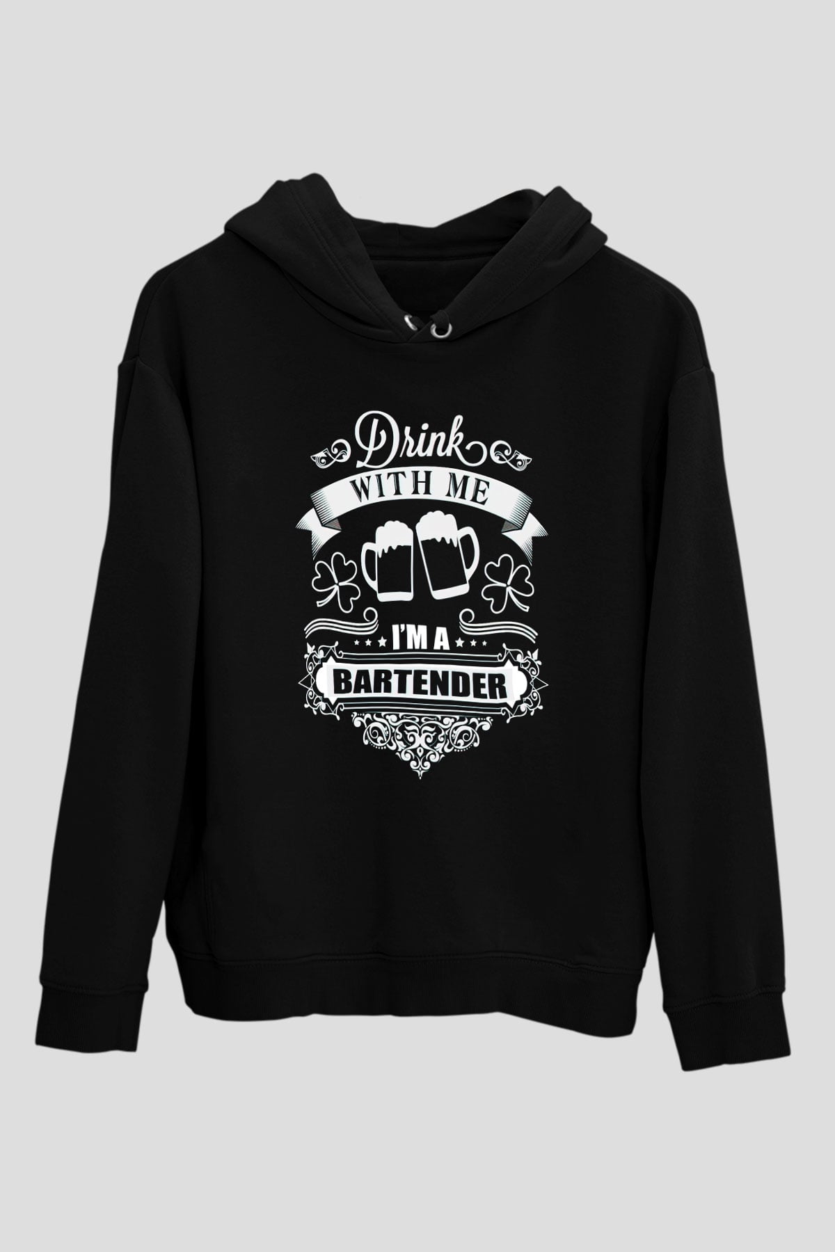 Barmen Siyah Unisex Kapşonlu Sweatshirt