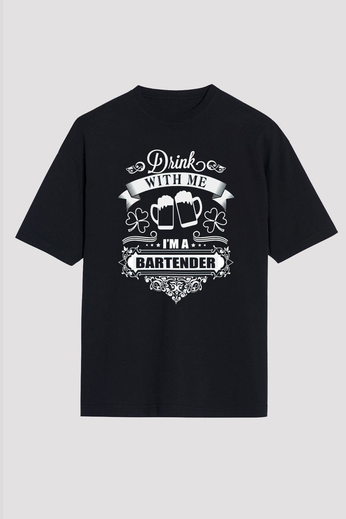 Barmen Siyah Unisex Oversize Tişört T-Shirt