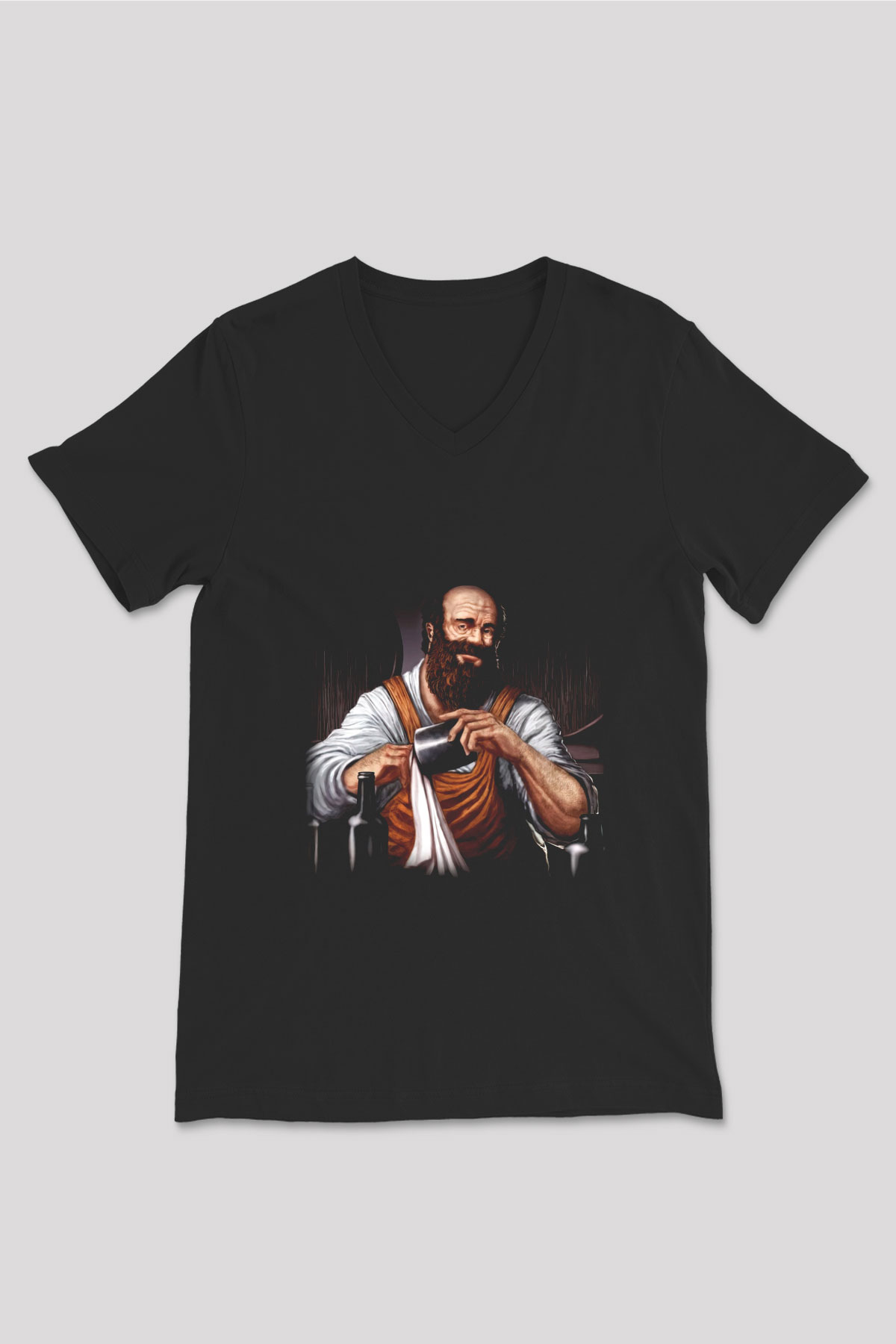 Barmen Siyah Unisex V Yaka Tişört T-Shirt