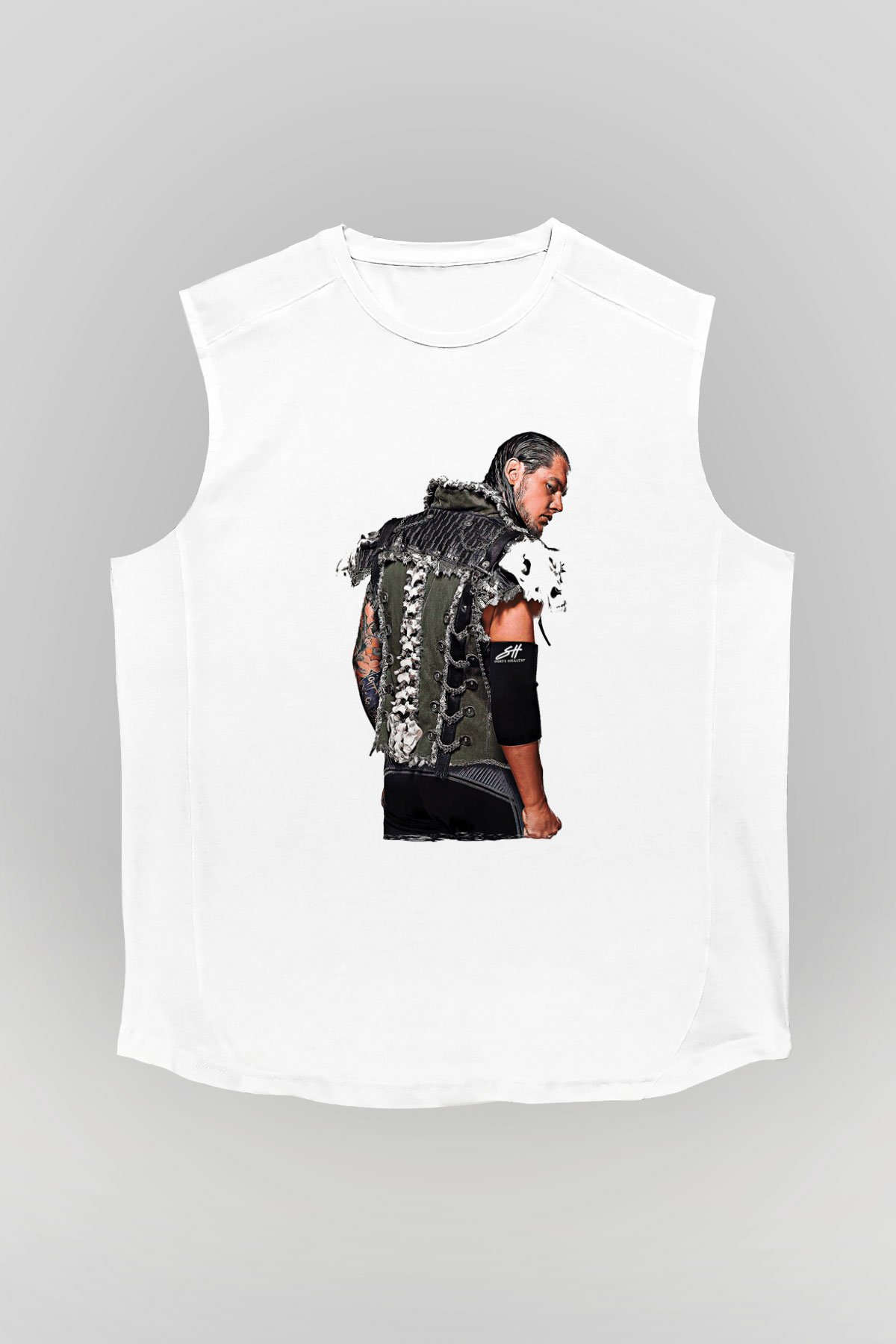 Baron Corbin Baskılı Beyaz Unisex Kolsuz Tişört - Tshirt