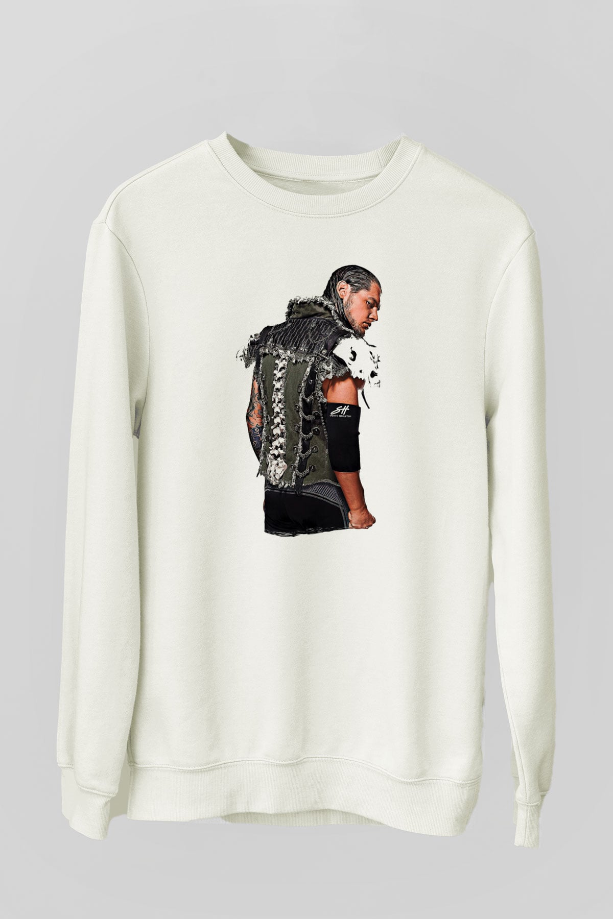 Baron Corbin Baskılı Beyaz Unisex Sweatshirt