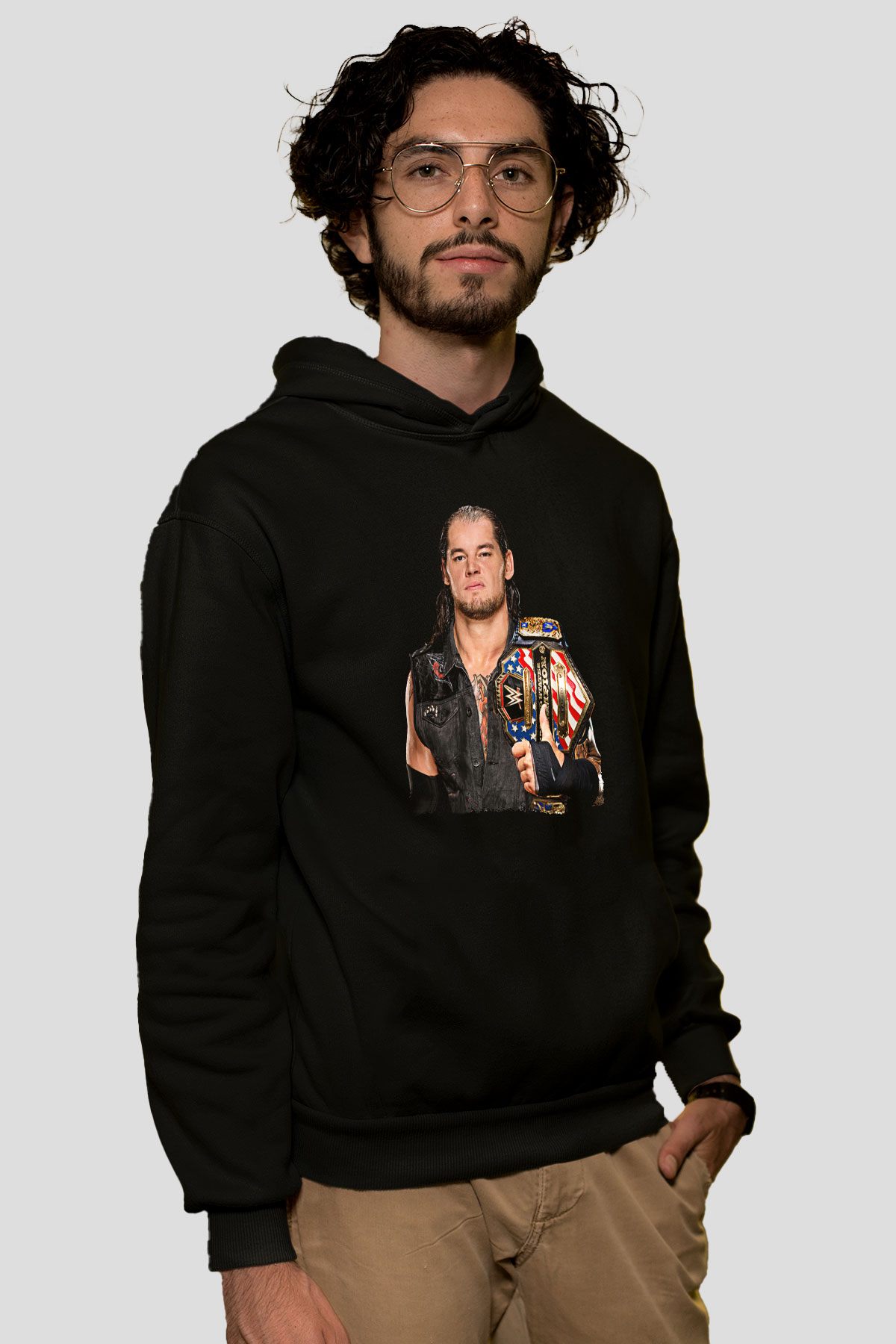Baron Corbin Baskılı Unisex Siyah Hoodie