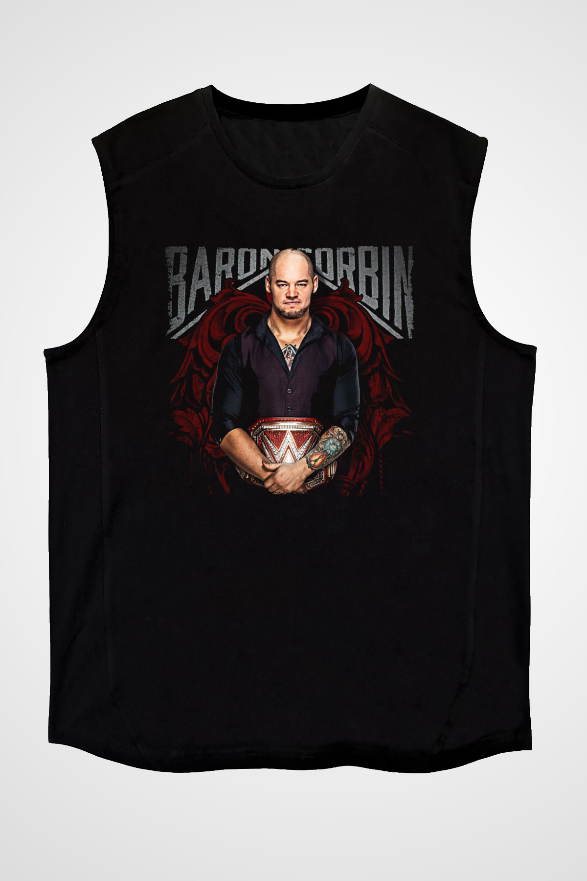 Baron Corbin Baskılı Unisex Siyah Kolsuz Tişört - Tshirt