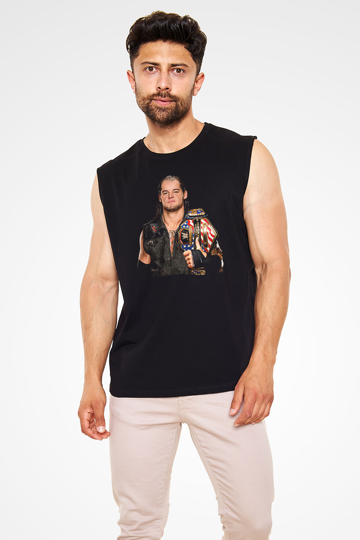 Baron Corbin Baskılı Unisex Siyah Kolsuz Tişört - Tshirt