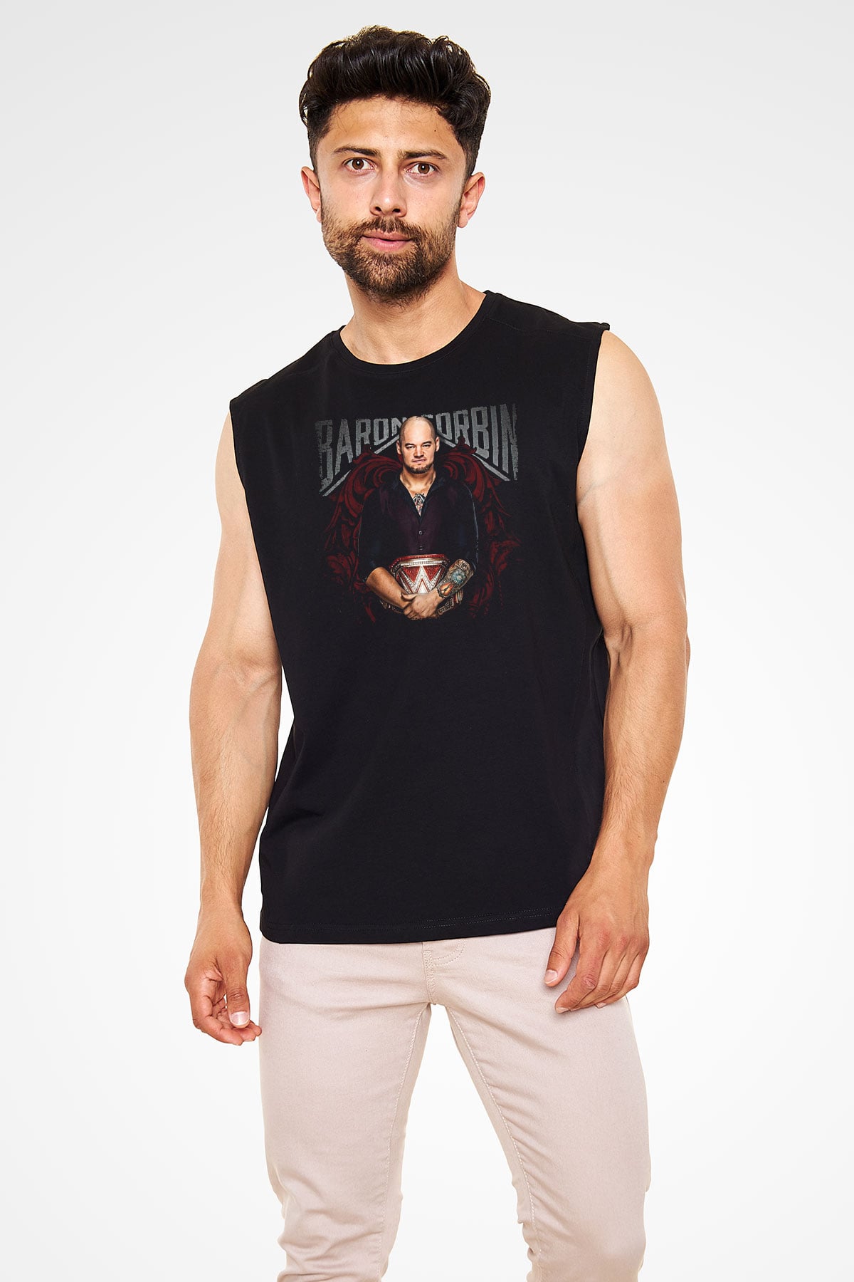 Baron Corbin Baskılı Unisex Siyah Kolsuz Tişört - Tshirt