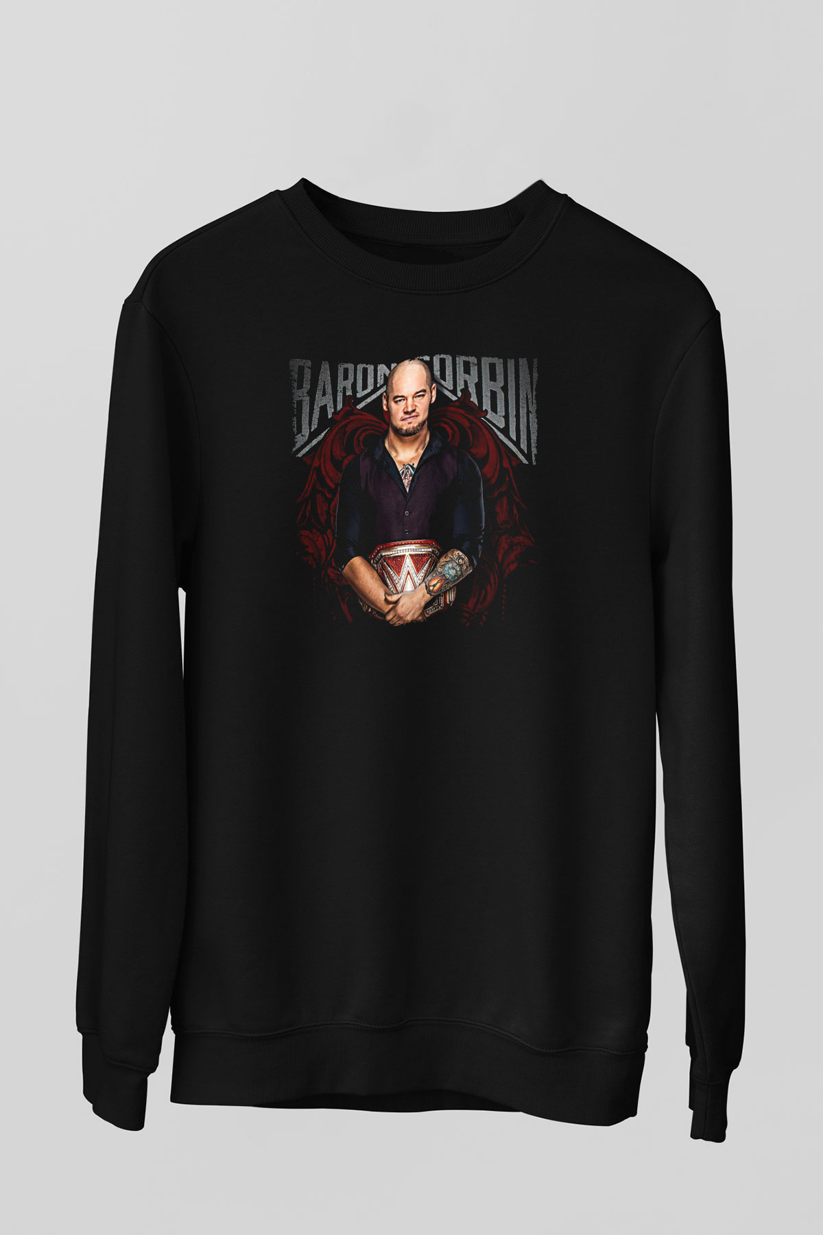 Baron Corbin Baskılı Unisex Siyah Sweatshirt