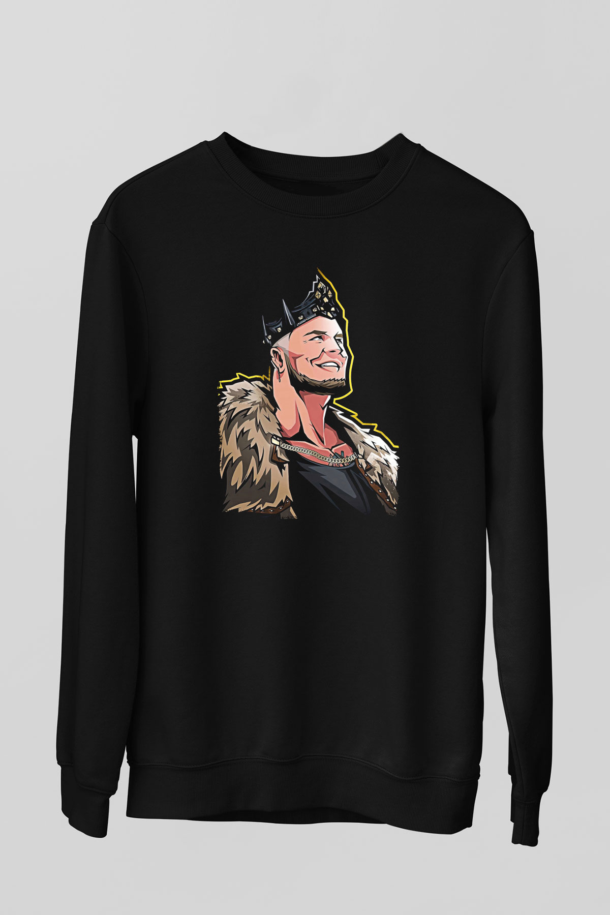 Baron Corbin Baskılı Unisex Siyah Sweatshirt