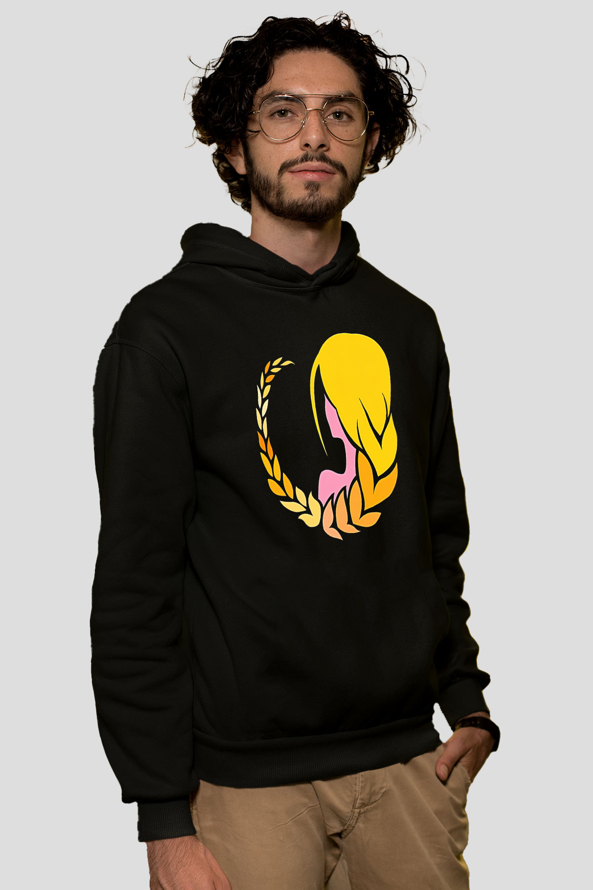 Başak Burcu Baskılı Unisex Siyah Hoodie