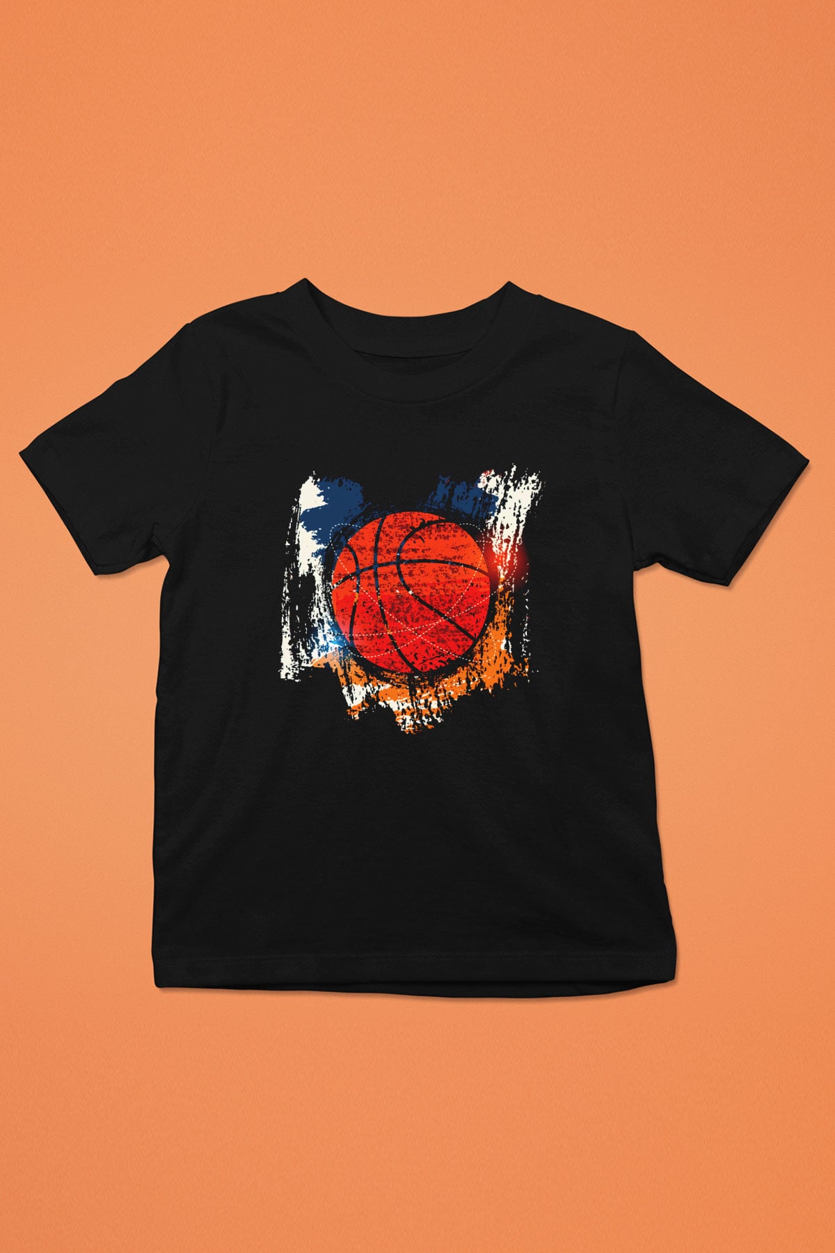 Basketbol Baskılı Siyah Unisex Çocuk Tişört
