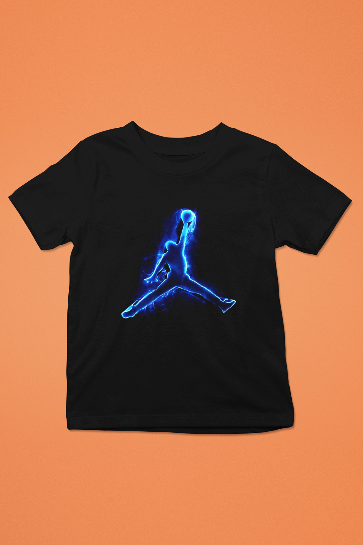 Basketbol Baskılı Siyah Unisex Çocuk Tişört