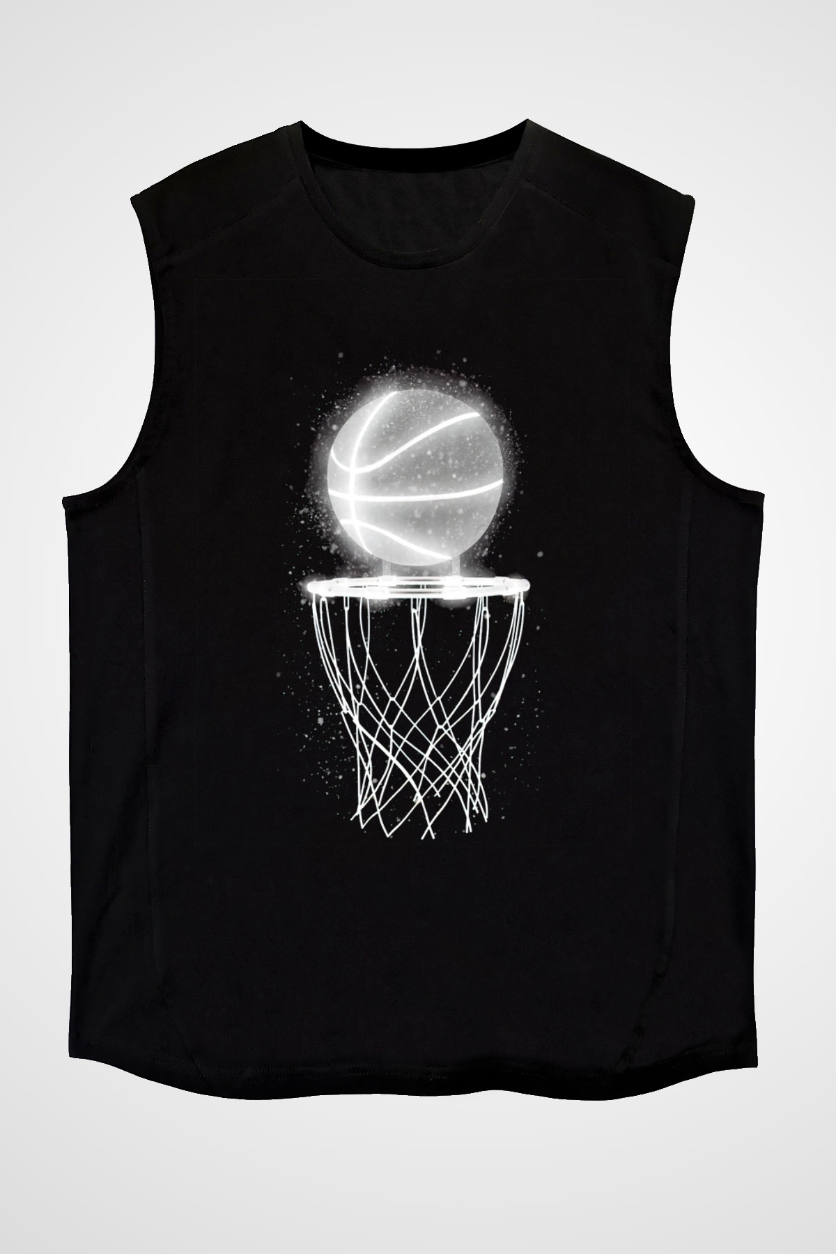 Basketbol Baskılı Unisex Siyah  Kolsuz Tişört