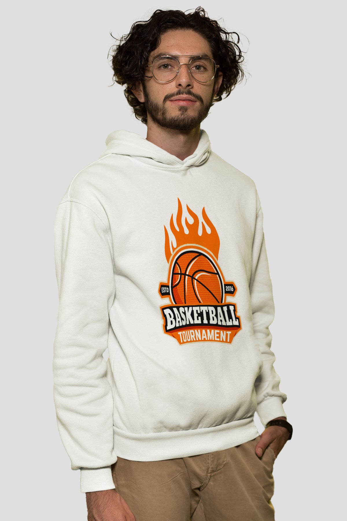 Basketbol Beyaz Unisex Hoodie