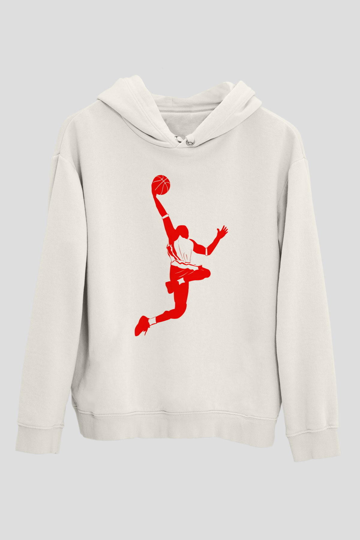 Basketbol Beyaz Unisex Hoodie