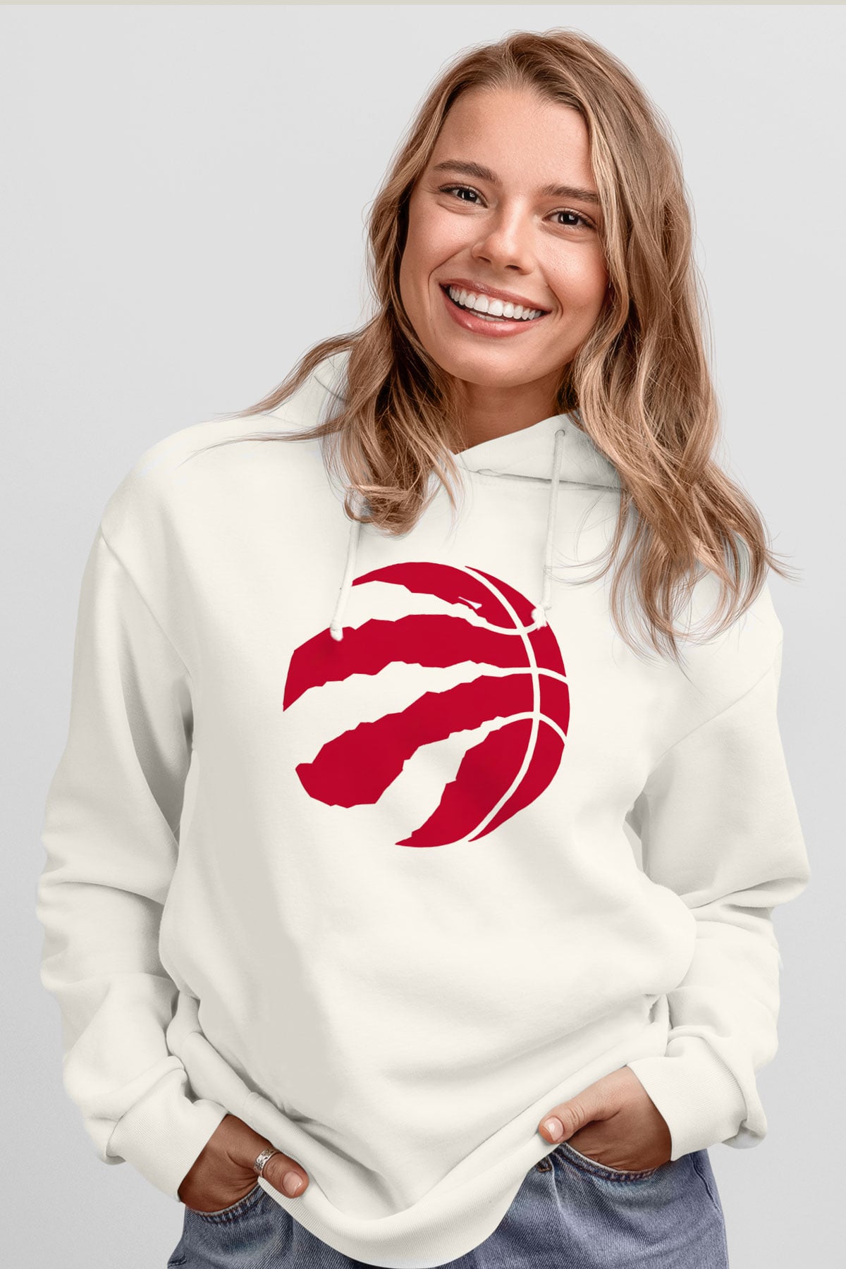 Basketbol Beyaz Unisex Kapüşonlu Sweatshirt