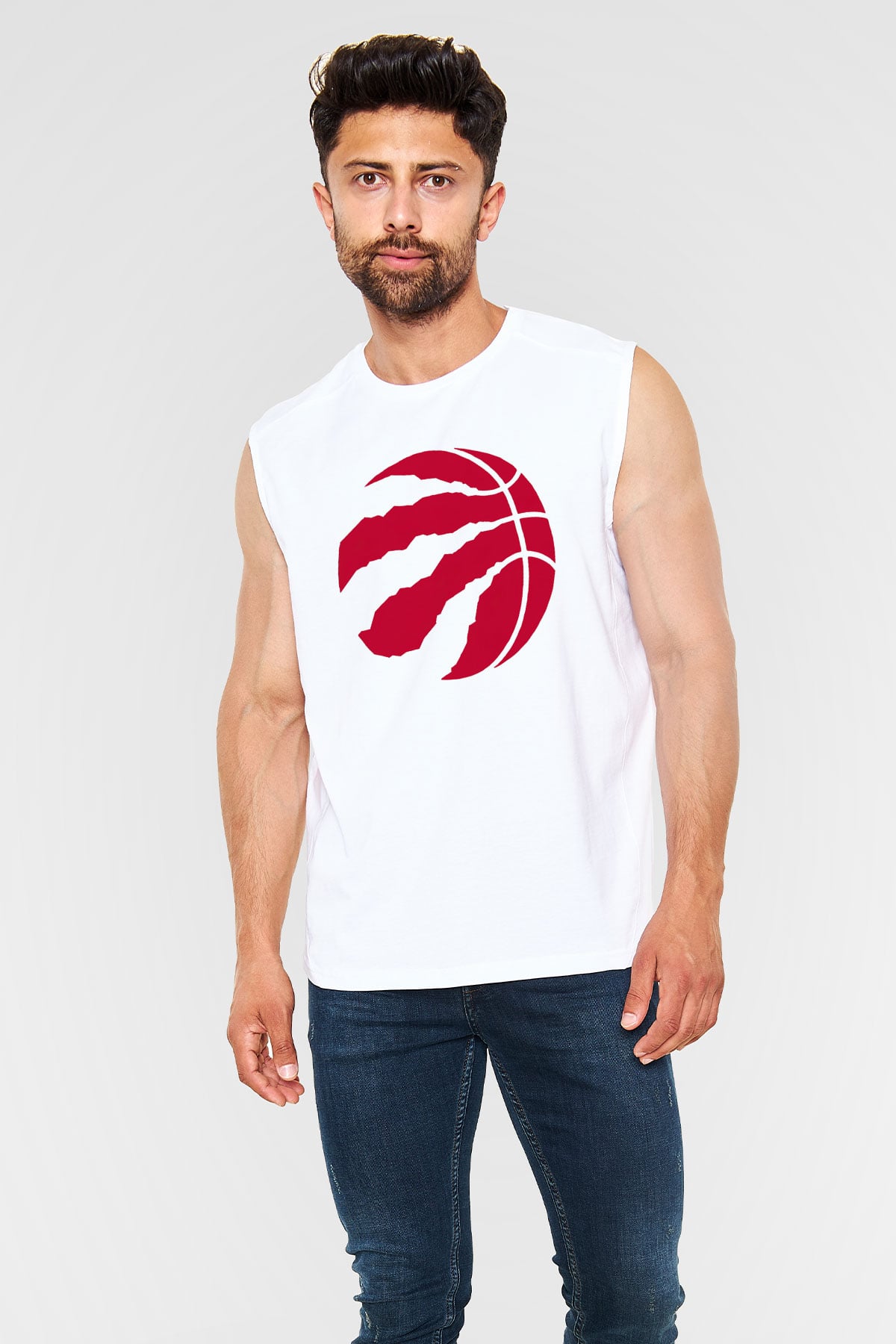 Basketbol Beyaz Unisex Kolsuz Tişört