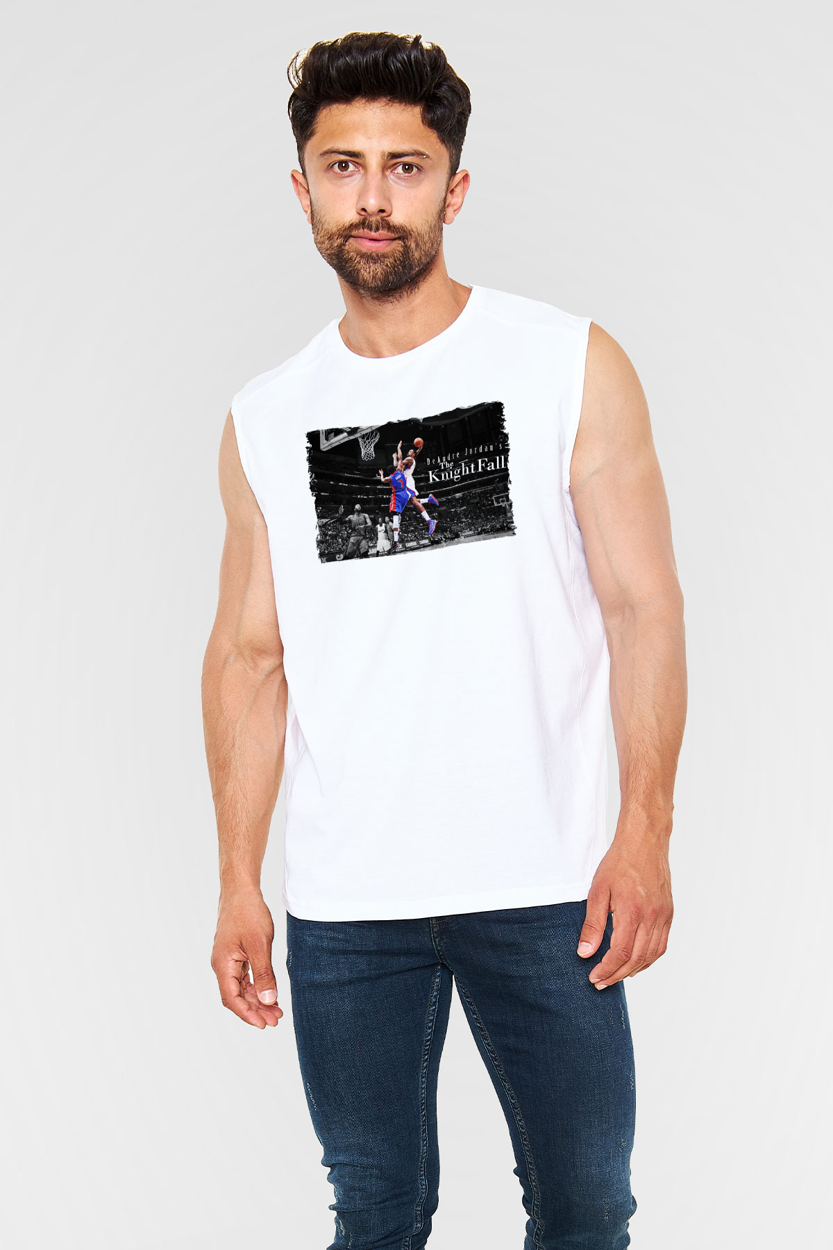 Basketbol Beyaz Unisex Kolsuz Tişört