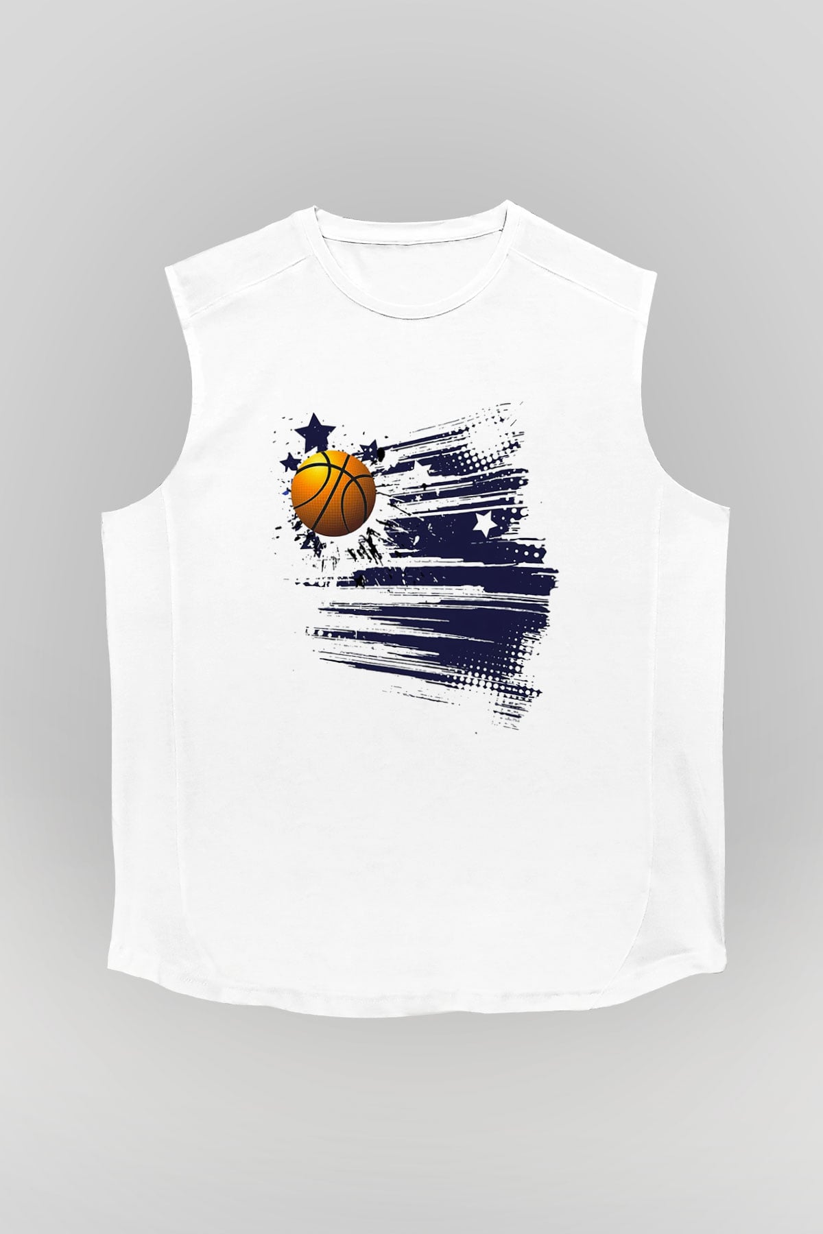 Basketbol Beyaz Unisex Kolsuz Tişört