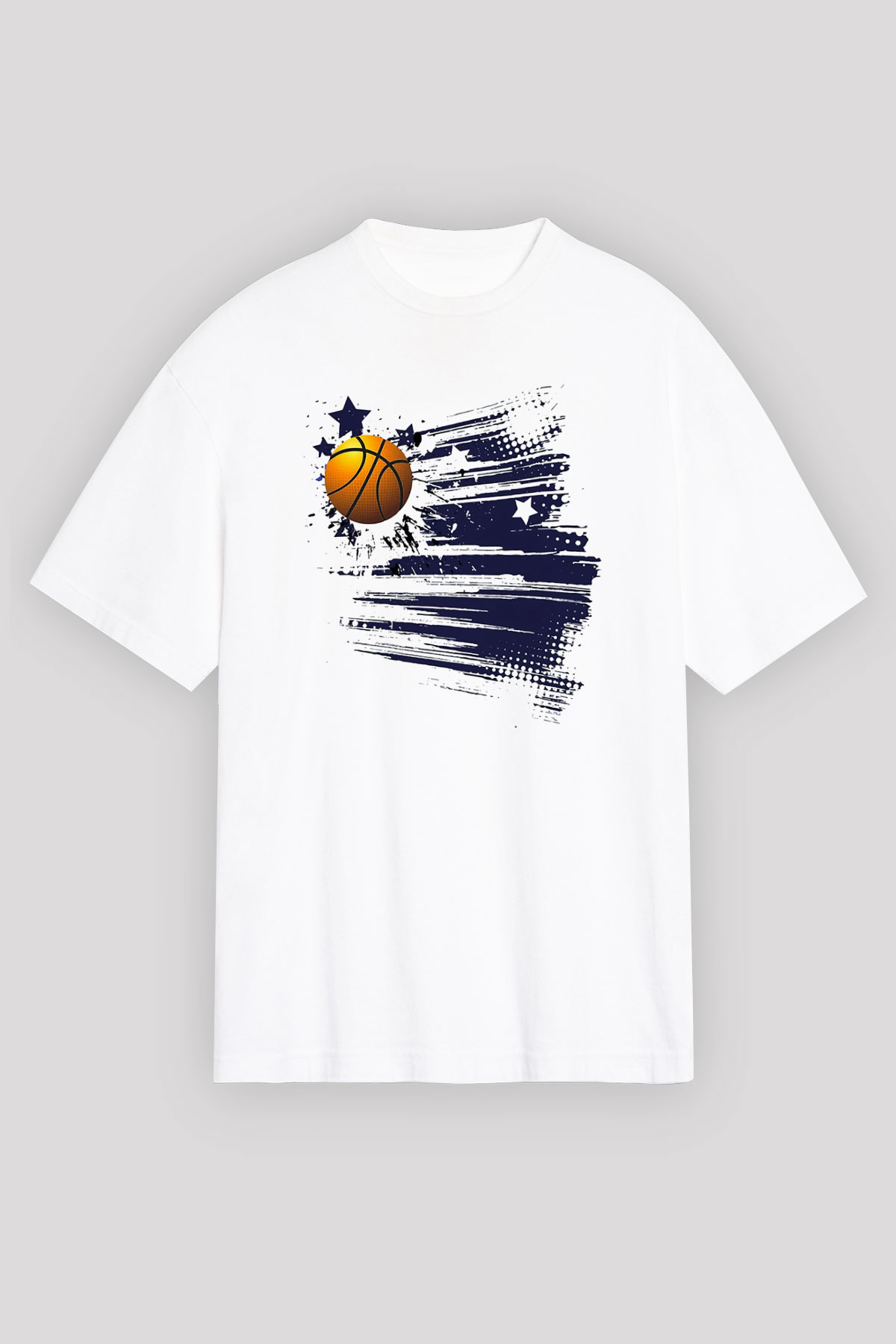 Basketbol Beyaz Unisex Oversize Tişört T-Shirt