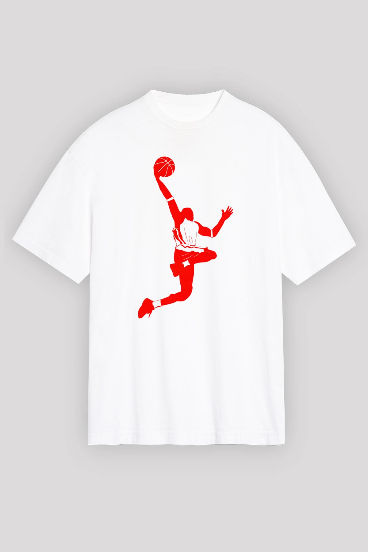 Basketbol Beyaz Unisex Oversize Tişört T-Shirt