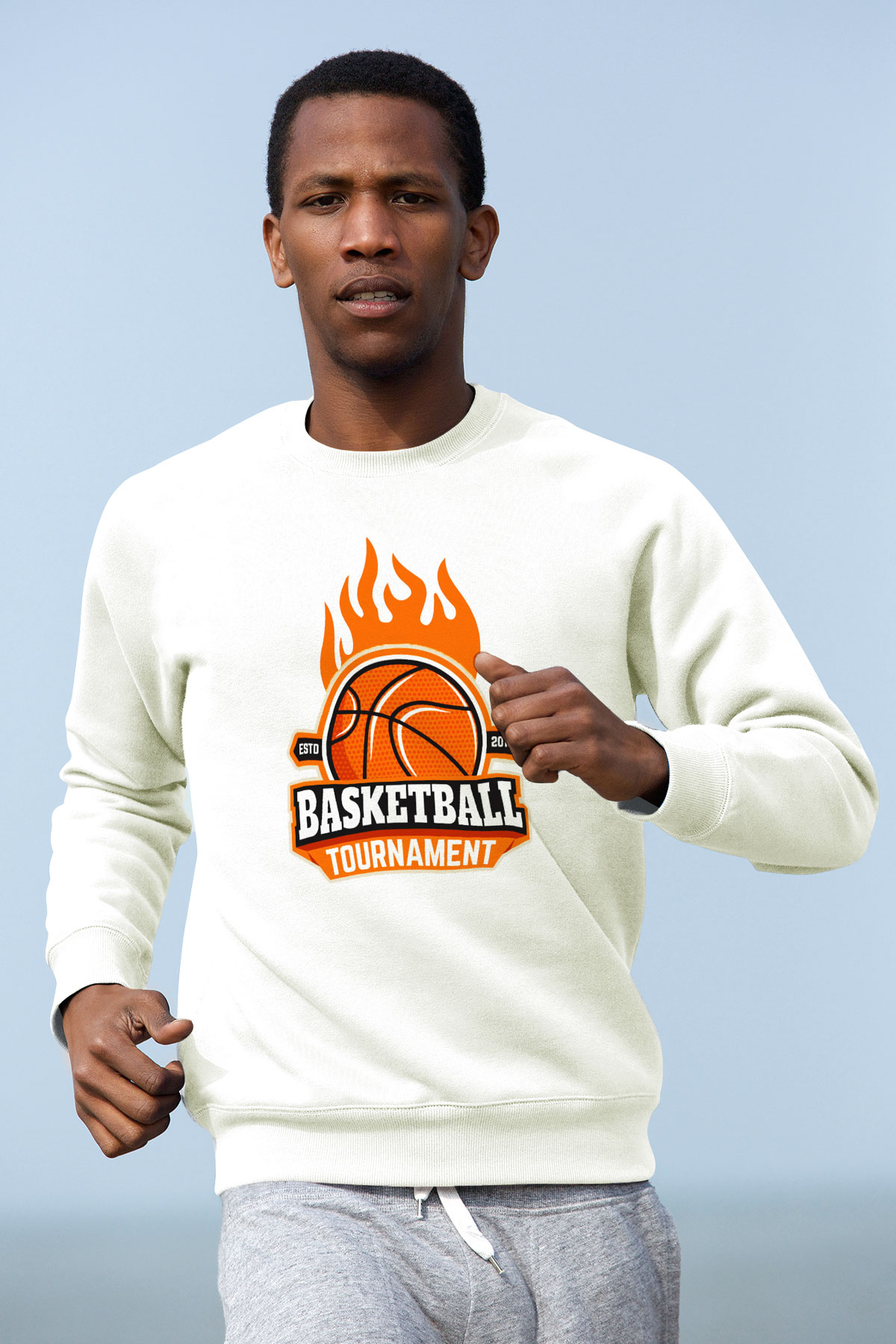 Basketbol Beyaz Unisex Sweatshirt